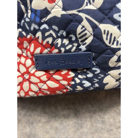 Vera Bradley Triple Zip Cross Body Bag Floral Red/White/ Blue Medium - Picture 3 of 11